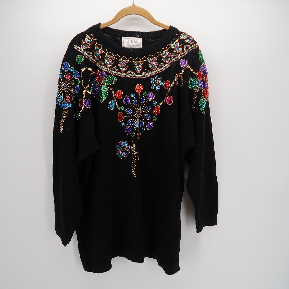B.I.B Multi-Color Sequined Long Sleeve Top Size 3X